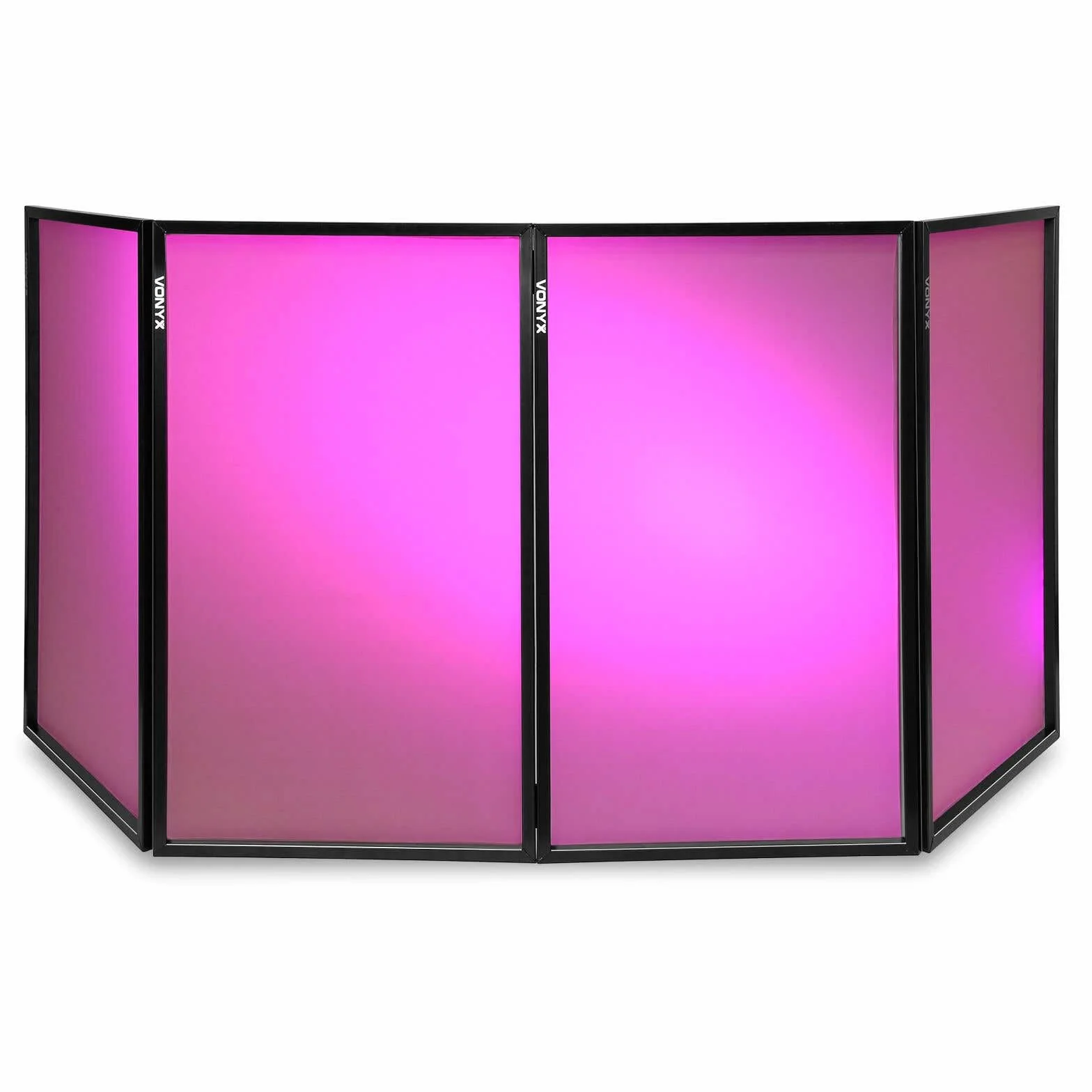 Vonyx DB2 - Panel Frontal para DJ en Lycra Blanca, Pantalla para DJ Plegable y fácil de Instalar, Oculta el Equipo de DJ, biombo para espectáculos de Luces. 120 x 70 (4 Paneles)