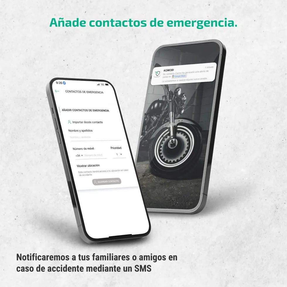 KOMOBI Pro Localizador GPS para Moto con Alarma Antirrobo, Seguimiento en Tiempo Real, Detección de Accidentes