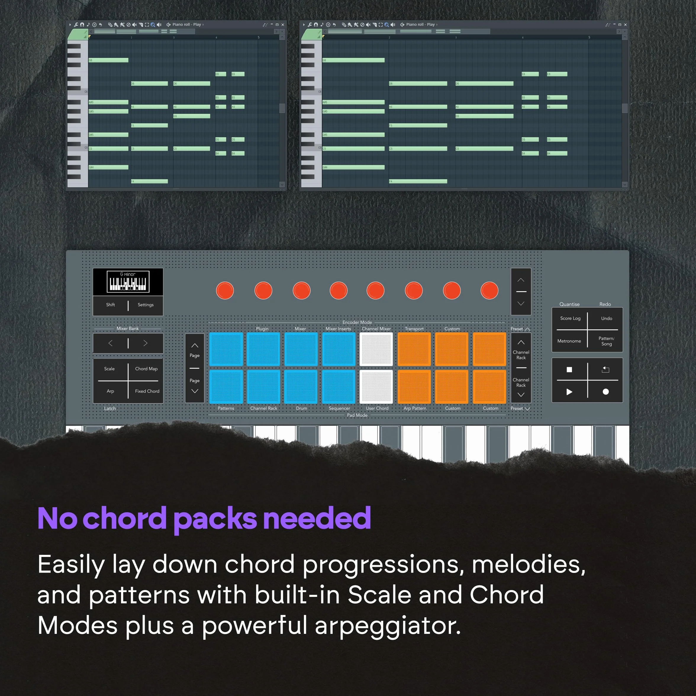 Novation FLkey 2 49 — Teclado controlador MIDI de 49 teclas para FL Studio. Teclas semicontrapesadas, USB, ruedas de tono y modulación, 16 pads de percusión y arpegiador. Incluye 6 meses de FL Studio
