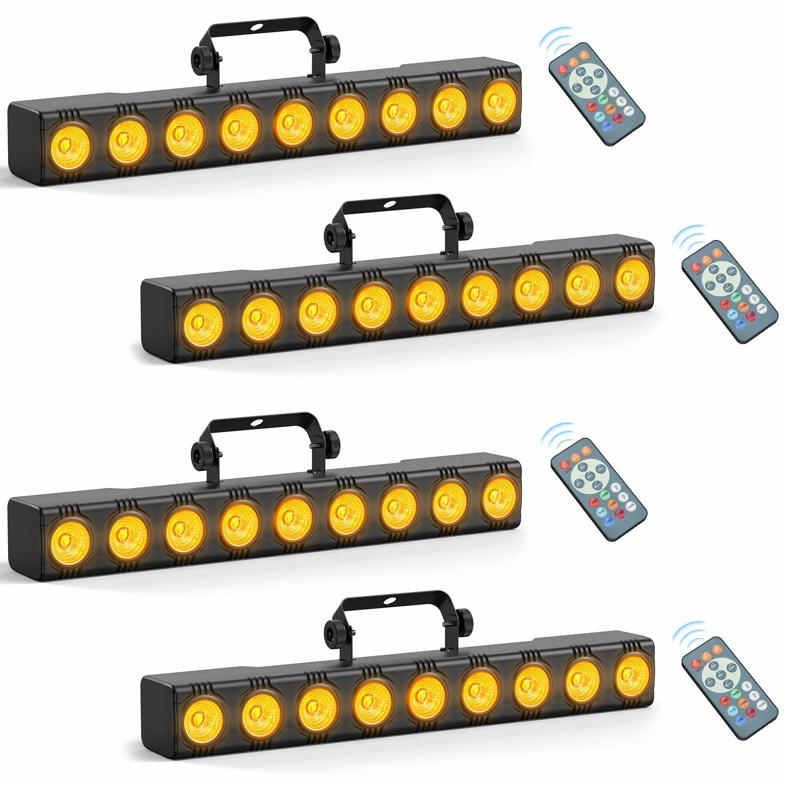 4 PCS LED Wallwasher,9 x 6W RGBW Barra LED,Luces Escenario DMX 512 con Control Remoto Iluminación Estroboscópica para DJ Bar,fiestas exterior,Discoteca,Jardín Decoración,Halloween,Navidad