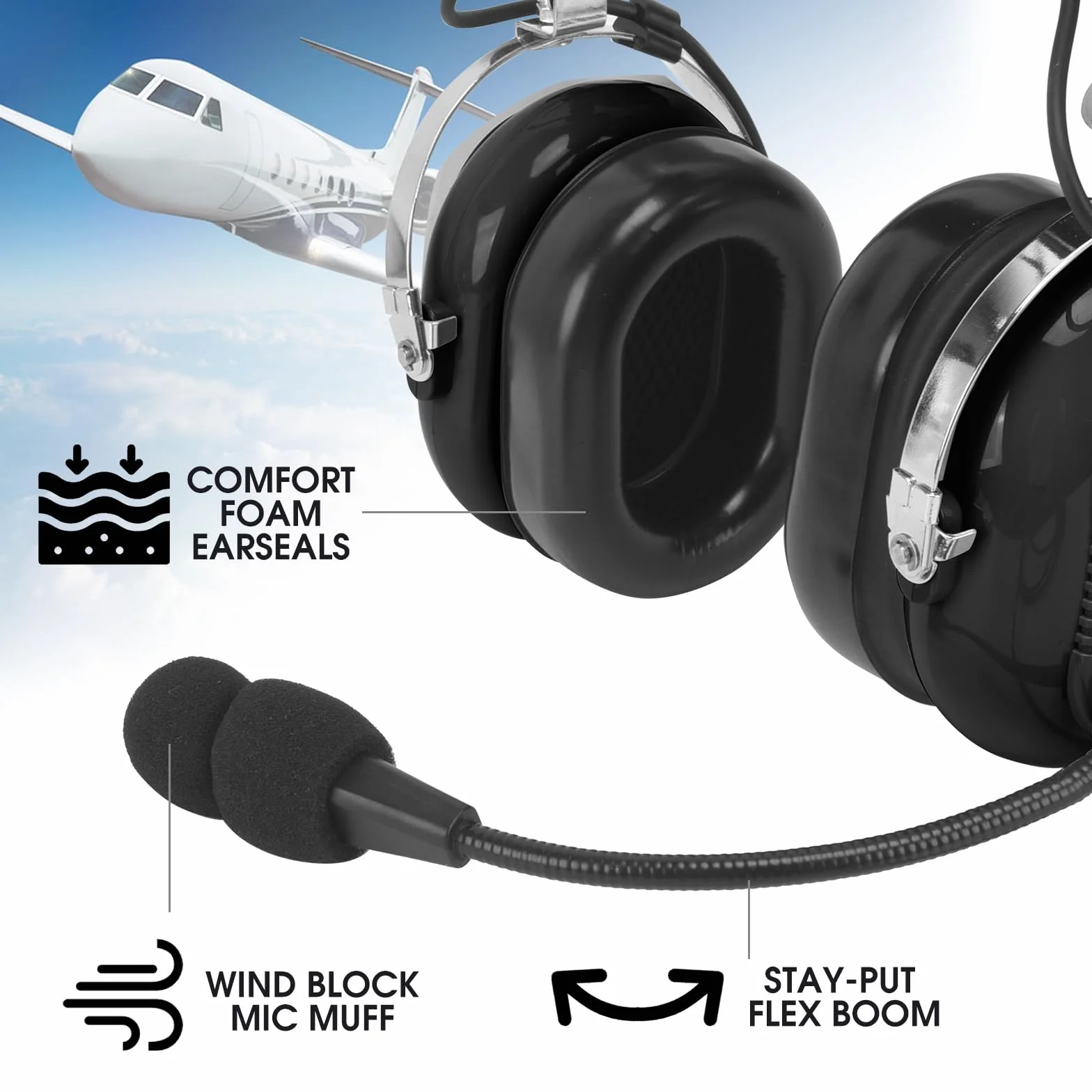 GA Auriculares de Aviación con Reducción de Ruido