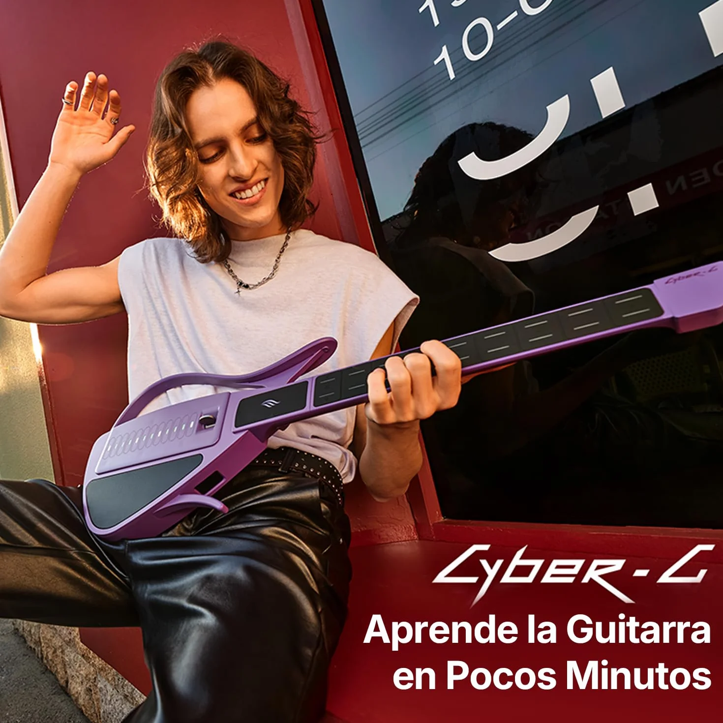 Enya CYBER-G Guitarra Smart Innovadora – Sin Cuerdas Guitarra Travel Guitar portátil & Silent E-Guitar con teclas LED, Drum & Bass, cientos de sonidos, altavoz incorporado para aprendizaje rápido