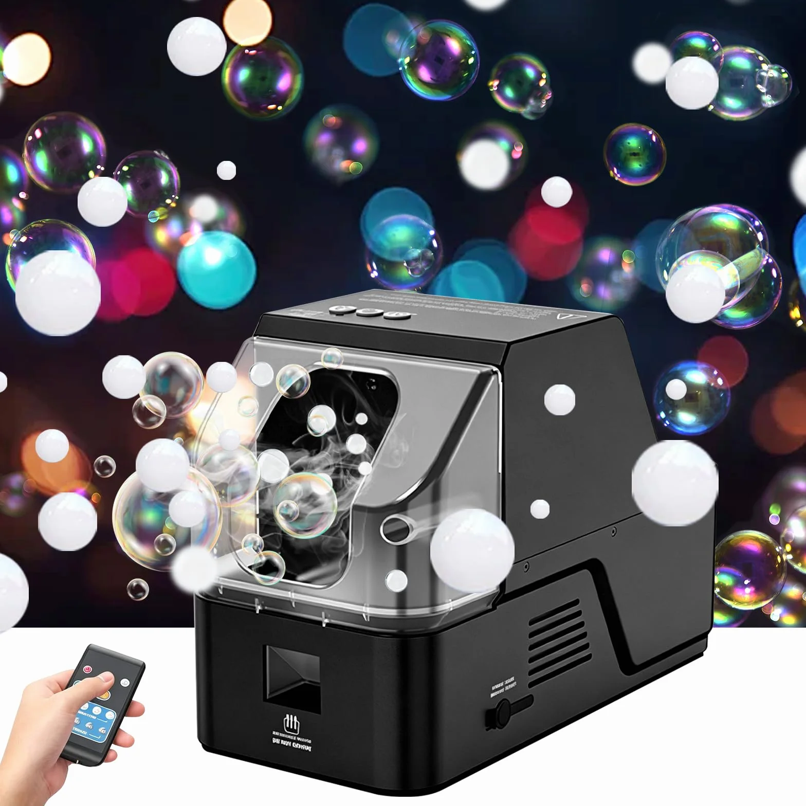 Máquina de humo y pompas 3 en 1 con mando a distancia, Fog Bubble Machine para humo pompas y burbujas de humo, máquina de efectos especiales para Halloween bodas fiestas y eventos