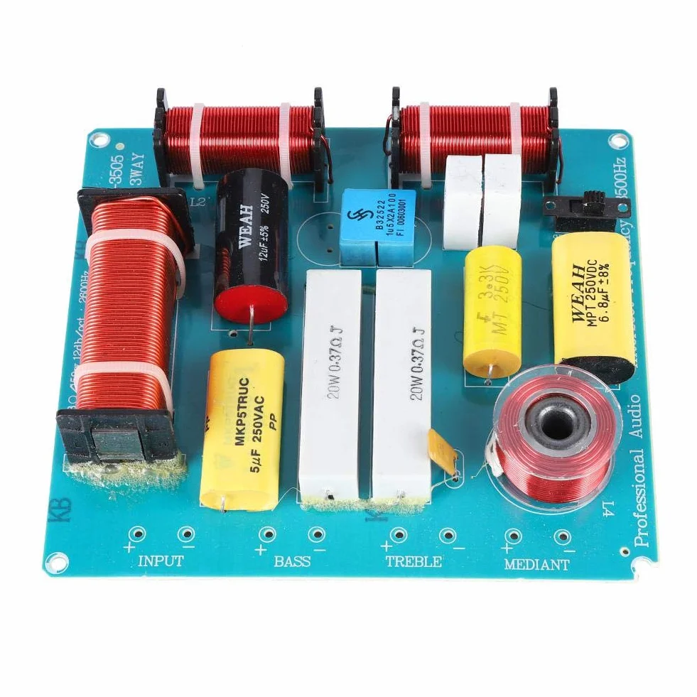 Divisor de frecuencia Crossover 3 vías Altavoz Filtro Audio 300W para DIY KTV