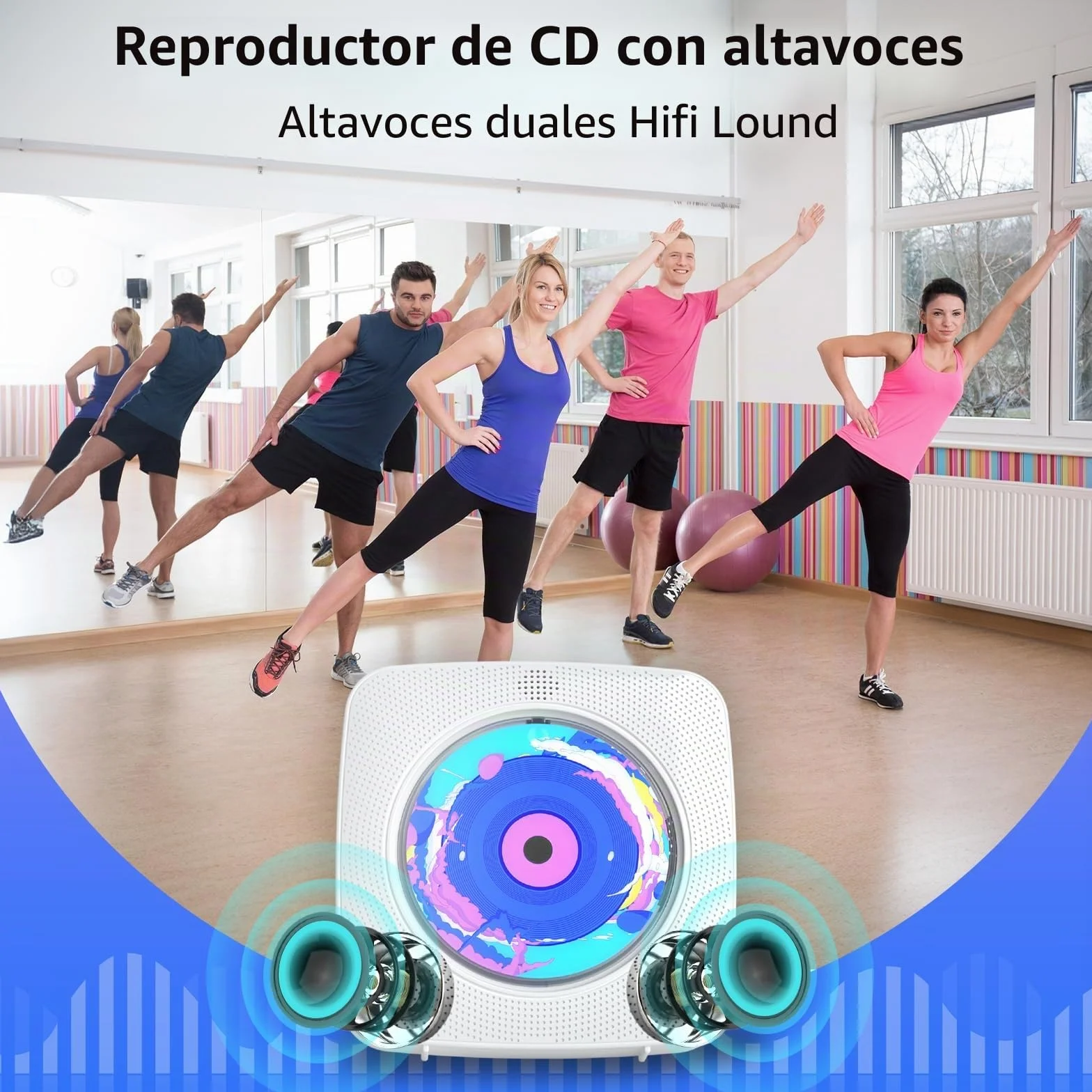 Reproductor de CD Portatil: Kegaudio Reproductor CD Bluetooth con Altavoces Mando a Distancia Bluetooth sobremesa montado en la Pared con Soporte Reproducción USB/AUX Blanco