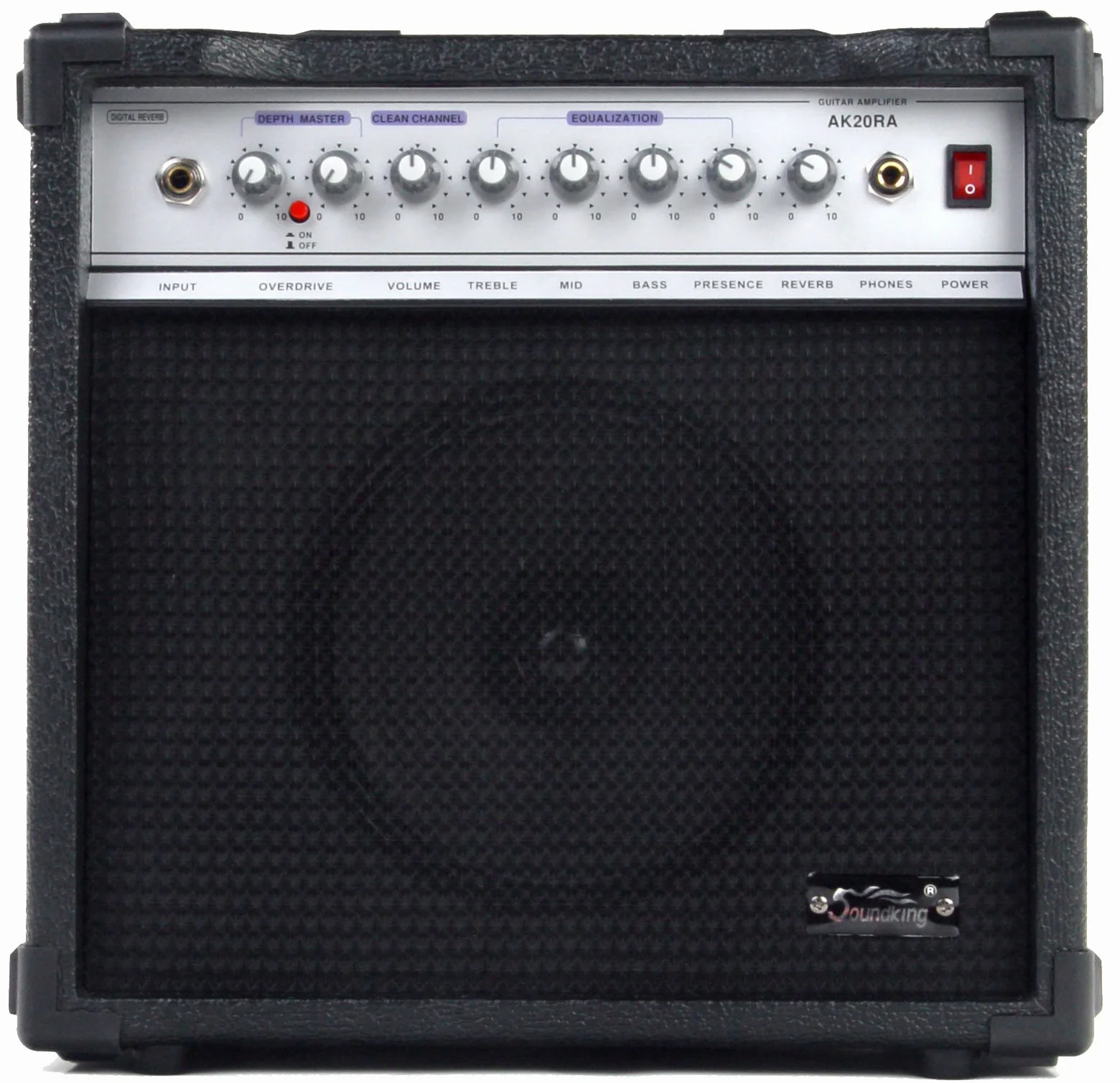 Amplificador de Guitarra Soundking AK20-RA 60W - Ecualizador 4 Bandas - Altavoz 8" - Salida Auriculares y Entrada Pedal - Combo Ideal para Principiantes con Esquinas Protectoras.