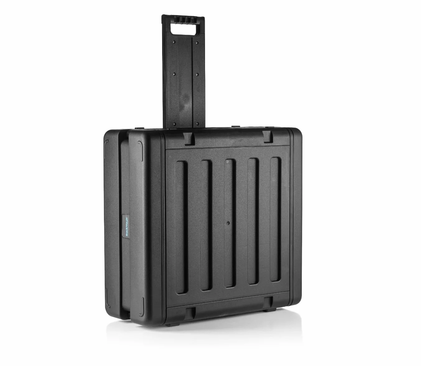 RackVault – Carcasa rígida para audio, 19 pulgadas, 4U, 480 mm, con ruedas y carro, caja apilable, montaje en rack, para aplicaciones industriales y AV/música, color negro, Negro , 19 Zoll