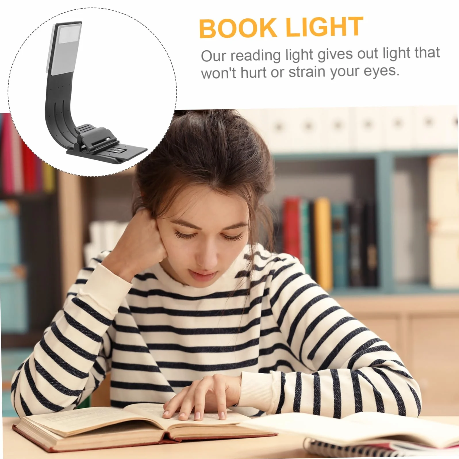 SHINEOFI Lámpara de Lectura Protección Ocular Recargable por USB LED con Clip Plegable de Plástico y Diseño Portátil para Lectura en Cama o Escritorio