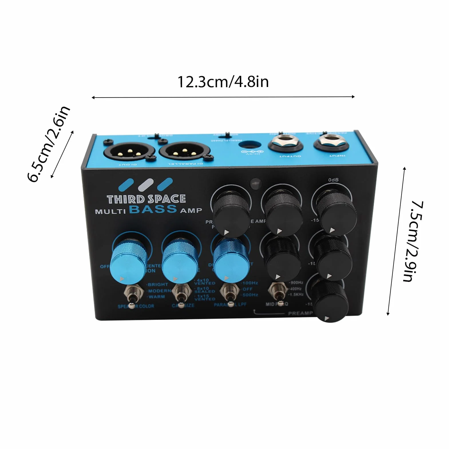 Fabater Pedal de Efectos Múltiples para bajo, Preamplificador de Grado Profesional con Ecualizador de 3 Bandas para Grabación en Vivo, Metal