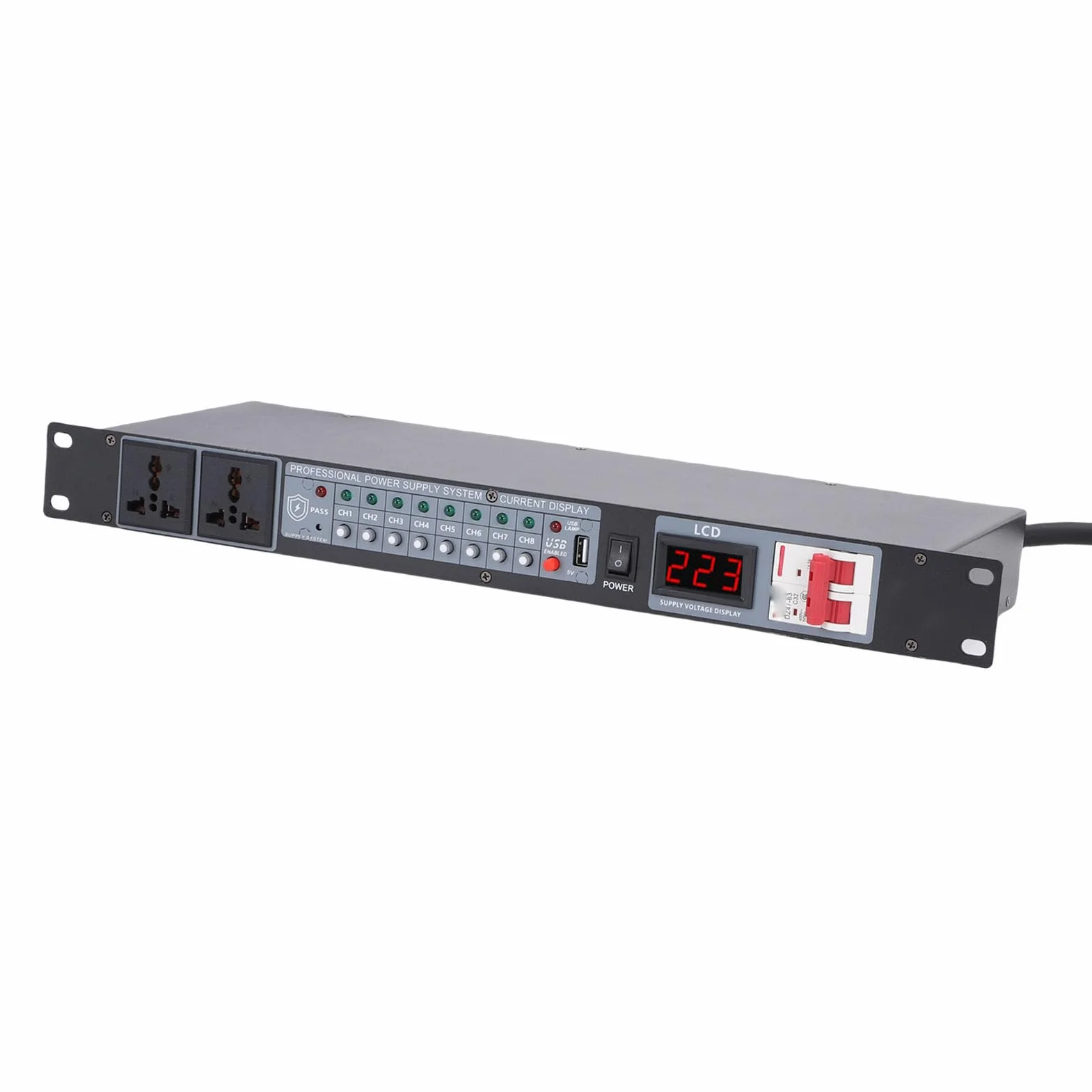 VBESTLIFE Acondicionador de Secuenciador de Potencia de 10 Salidas, Regulador de Fuente de Alimentación Digital con Lectura de Voltaje para Cine en Casa, Escenario, Estudio (Enchufe de la UE)