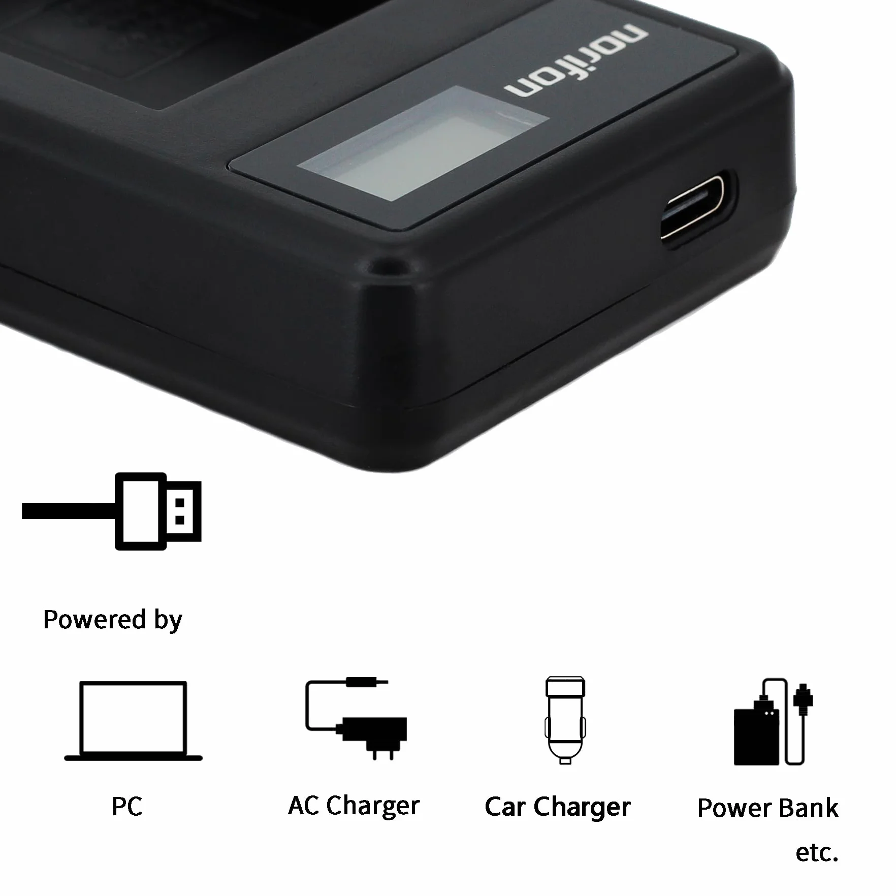 Norifon NP-BN1 LCD USB Cargador para Sony Cyber-Shot DSC-T110, DSC-T99, DSC-TF1, DSC-TX30, DSC-TX20, DSC-TX200V, DSC-TX10, DSC-TX9, DSC-TX5, DSC-WX80, DSC-W620, DSC-WX9, DSC-WX150 Cámara y Más