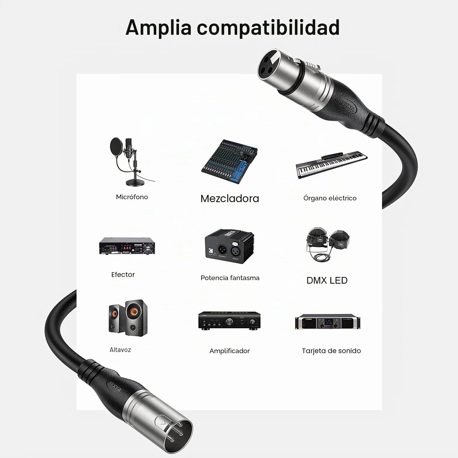 EBXYA Cable de micrófono XLR – 10 m, 2 paquetes – 3 pines balanceado XLR macho a hembra cable de conexión para micrófono mezclador de audio