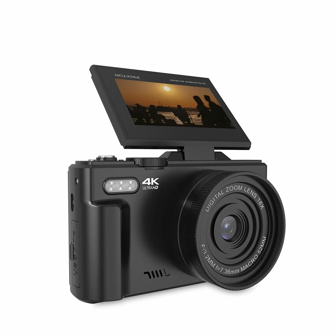 PRIXTON Cámara Digital Xplorer DV900 4K 64M WiFi LCD IPS Pantalla Giratoria Batería Recargable 1,5h Tarjeta SD 256GB Reacondicionado