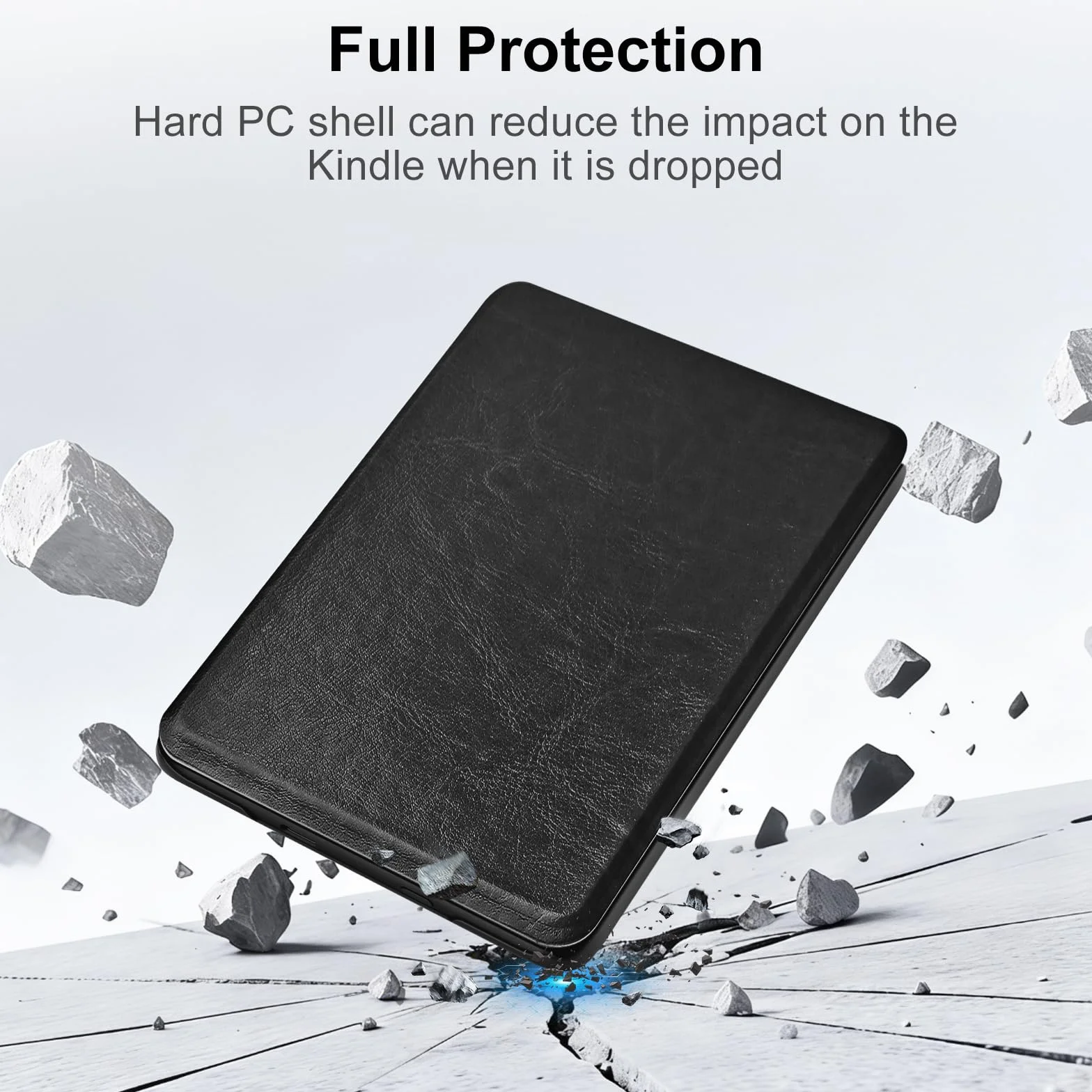 Funda para 6 Pulgadas e-Reader 2024/2022 Ebook Reader 6", Carcasa Funda Ligera con Correa de Mano, Auto Sueño/Estela, Premium PU Funda de Cuero für 6" eReader, Negro