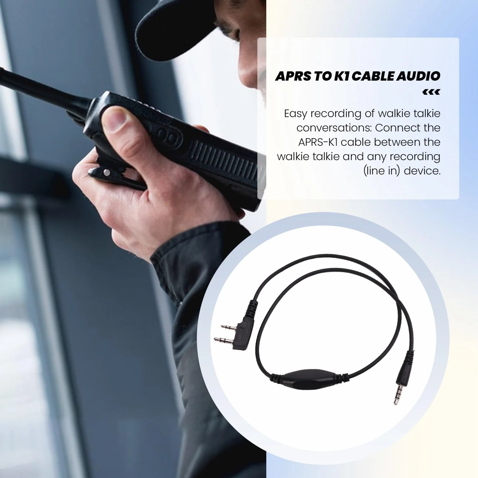 Cable de Interfaz de Audio APRS A K1 para Walkie Talkie APRSpro APRSDroid
