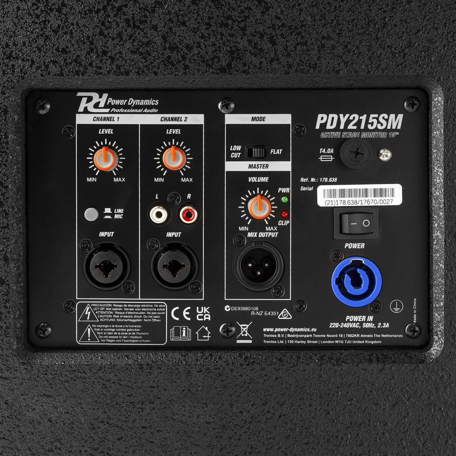 Power Dynamics - PDY215SM. Altavoz Activo Monitor de Escenario Activo de 800W y 15" - Potente Sonido Biamplificado. Control Total y Portabilidad. Ideal Escenario, Músicos de Gira, Shows, Bolos, DJs