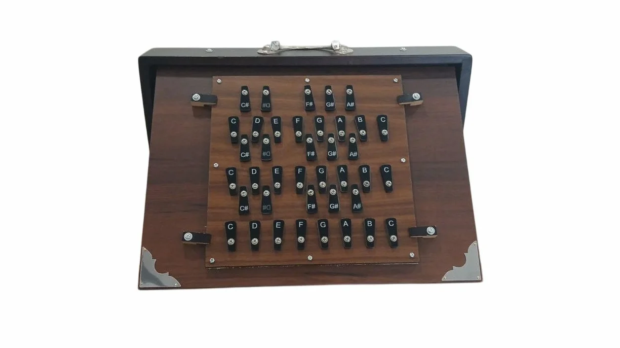 Special Large 39 Keys Shruti Box,(17"X14"X3") Special 3 Set Reeds, Key-C To C-First-Second-Third Octaves, Pure Sanmica Tuned (432Hz ON REQUESTED) and 440Hz