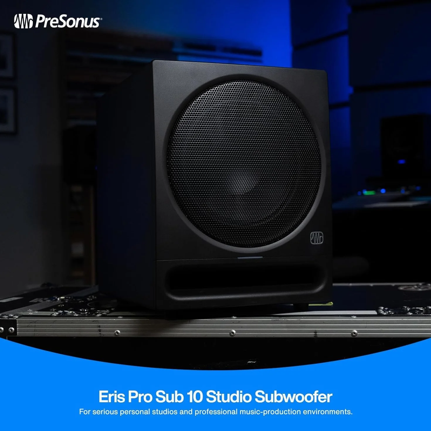 PreSonus Eris Pro Sub 10 — Subwoofer de estudio activo de 10 pulgadas con proyección frontal, incluye pedal