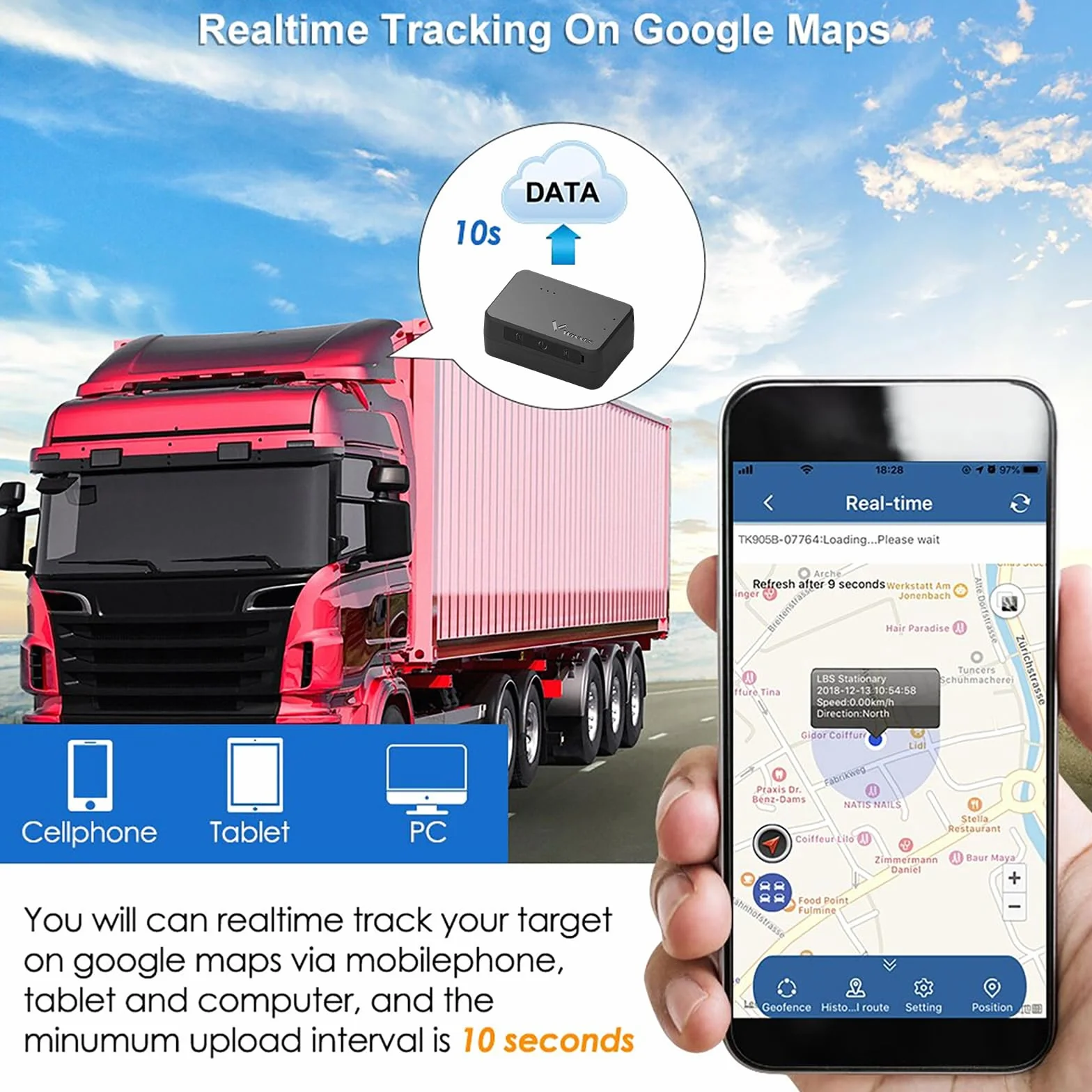 Mini Localizador GPS 4G Coche con Tarjeta SIM 1500mAh 60 Días en Espera Magnético Antirrobo TK903