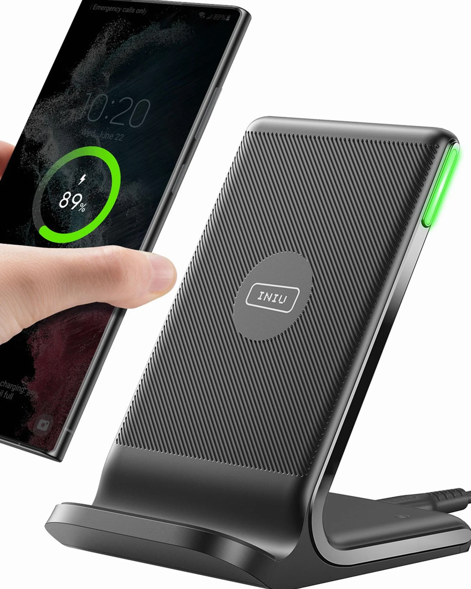 INIU Wireless Charger Stand 15W Fast Charging Station for iPhone 17 16 15 14 13 12 11 Pro MAX Samsung Galaxy S23 S22 Google Pixel 8 7 6