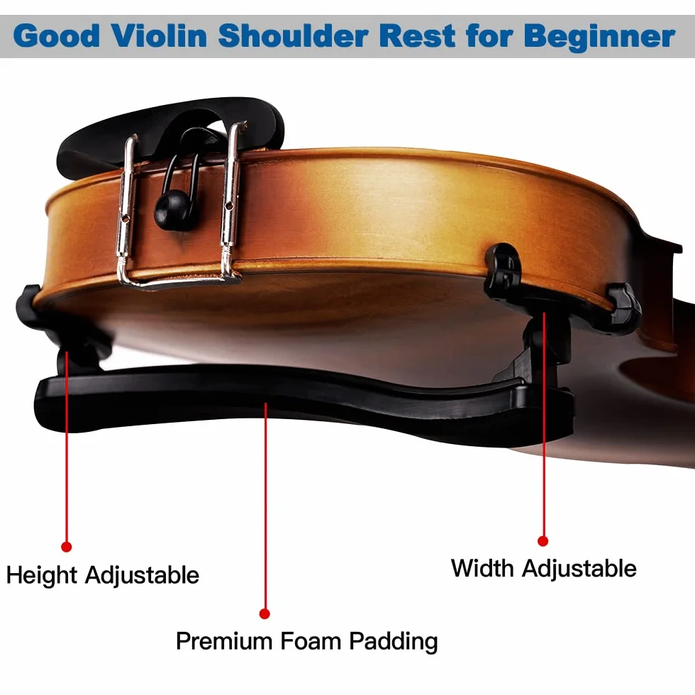 ADM Violín 4/4 Tamaño Completo para Principiantes con Afinador de Clip, Pegatina para el Diapasón, Cuerdas Extra, Estuche Rígido, Arco de Rana Enony, Reposahombros, Colofón