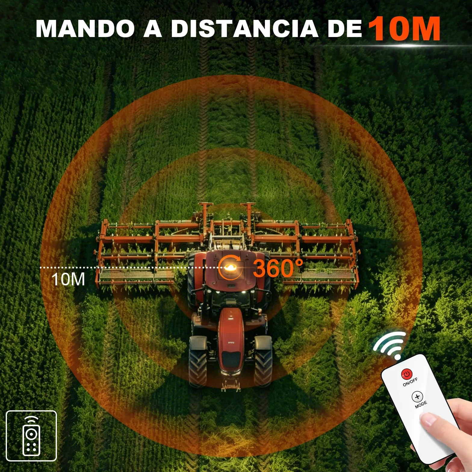 antom Rotativo Luz LED estroboscópica inalámbrico Con mando a distancia 12V-24V orange Luz de emergencia de magnético con tractores, carros de golf, UTV