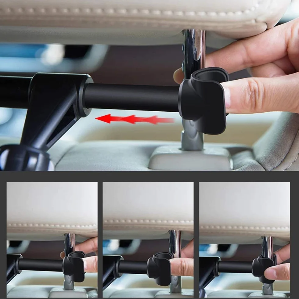 Soporte Tablet Coche Soporte para Reposacabezas Sporte del Asiento Trasero Soporte Base Ajustable 360° Antideslizante para 4"-11" Pulgada Tablets Smartphones Ipads E-Reader【Negro】