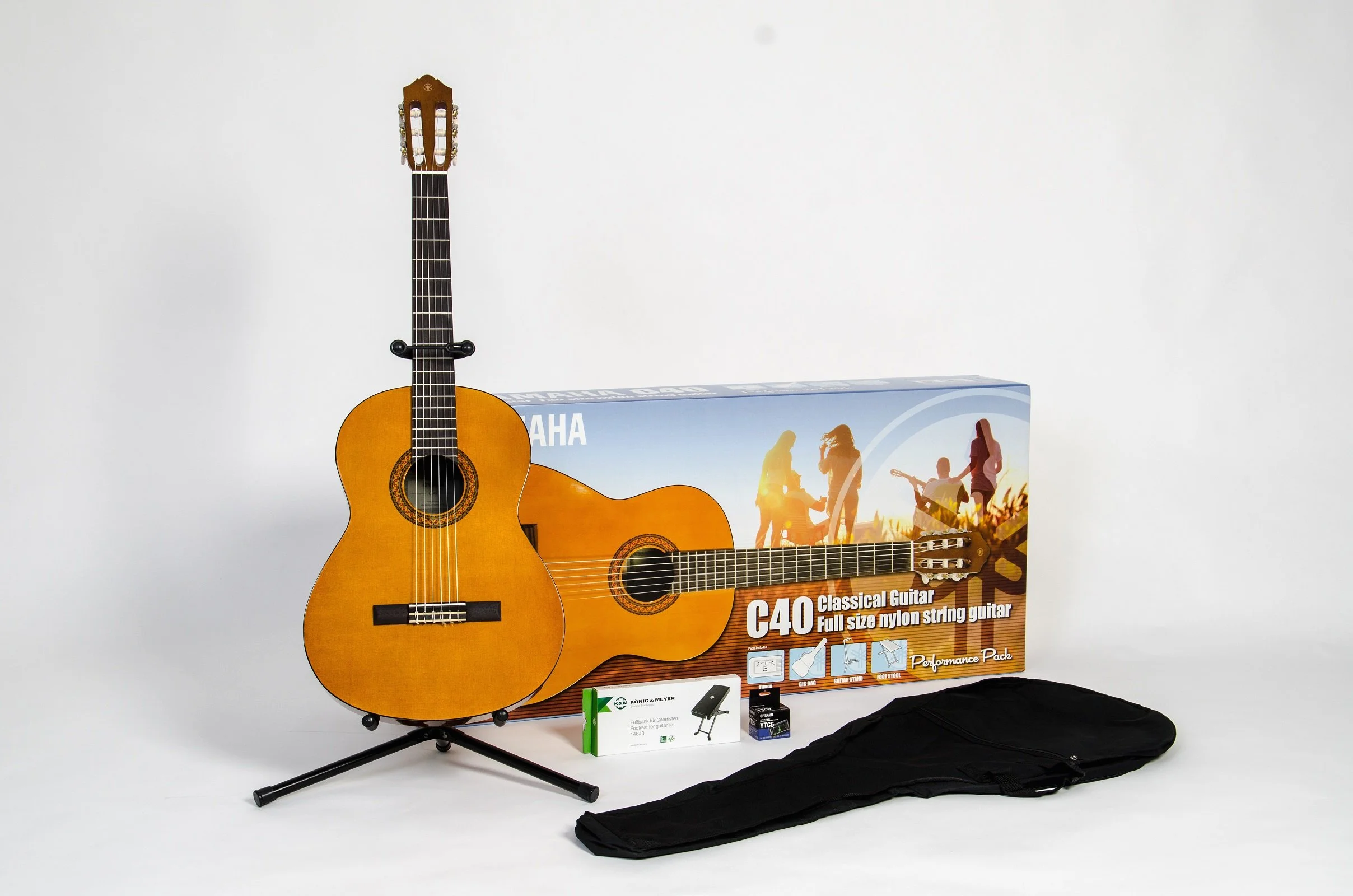 YAMAHA C40 Performance Pack de Guitarra Acústica, Marrón (Natural)