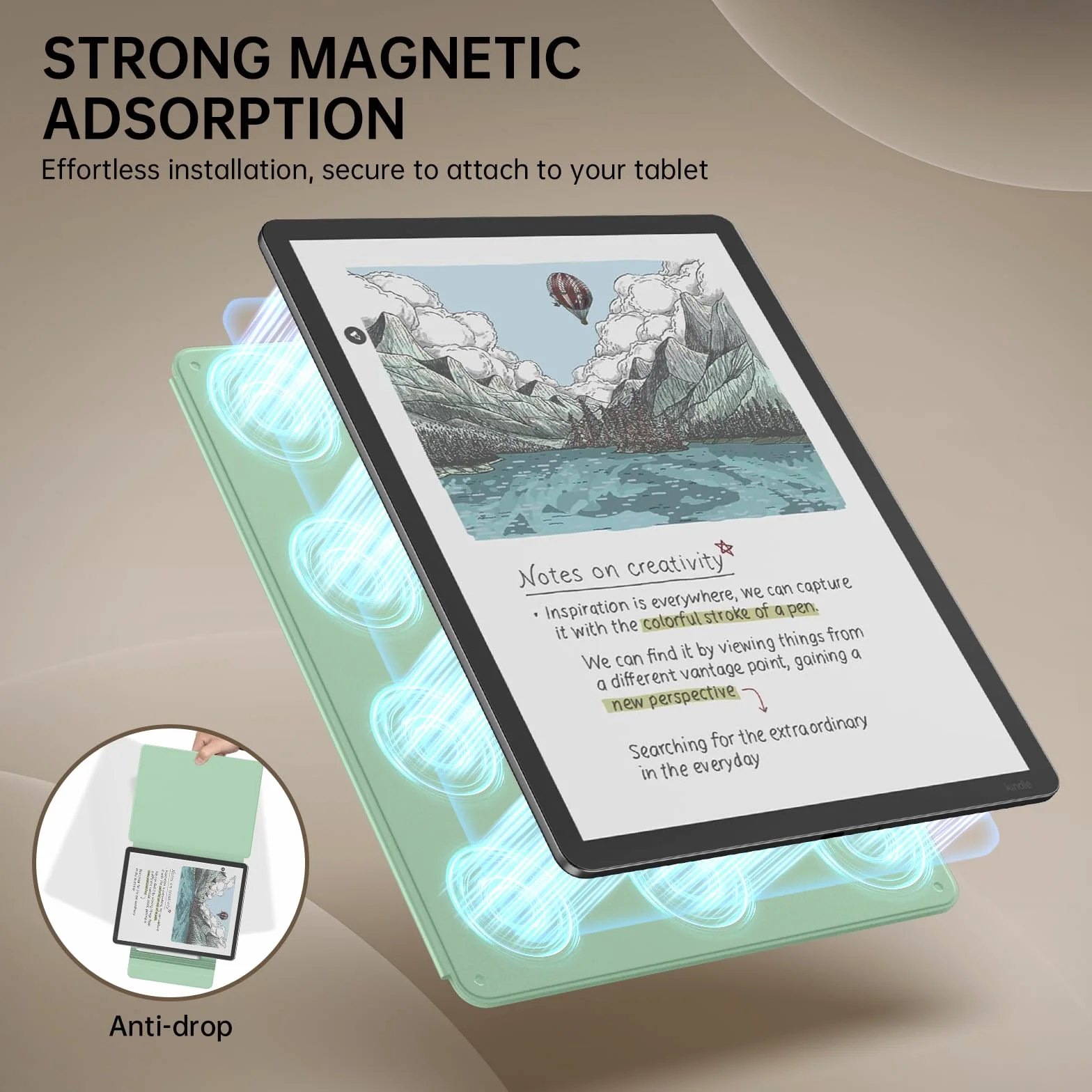 MoKo Funda Magnética para Kindle Scribe 11" (3ª Generación) y Kindle Scribe Colorsoft (1ª Generación), Funda de Folio Premium de PU con Cierre de lápiz y Auto Sueño/Estela, Agave Verde