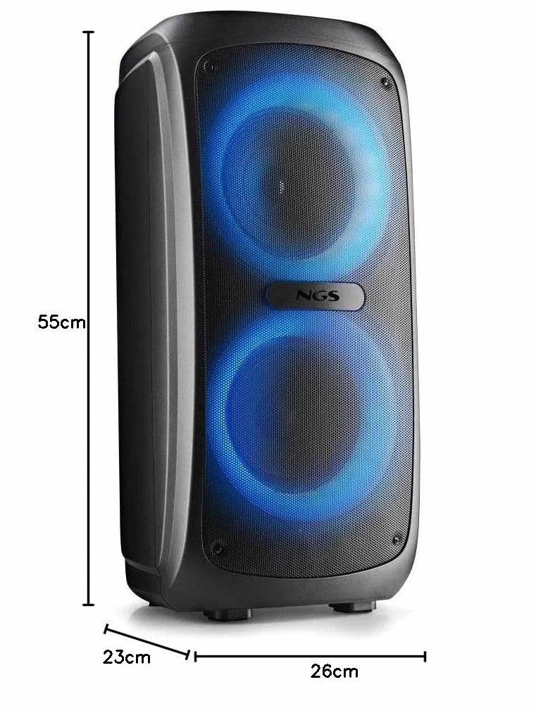 NGS Wild Temper – Altavoz Portátil Bluetooth 5.3 para Fiestas, 200 W, TWS, Luces LED RGB, Doble Entrada Micrófono Karaoke, USB/AUX, Batería 4400 mAh