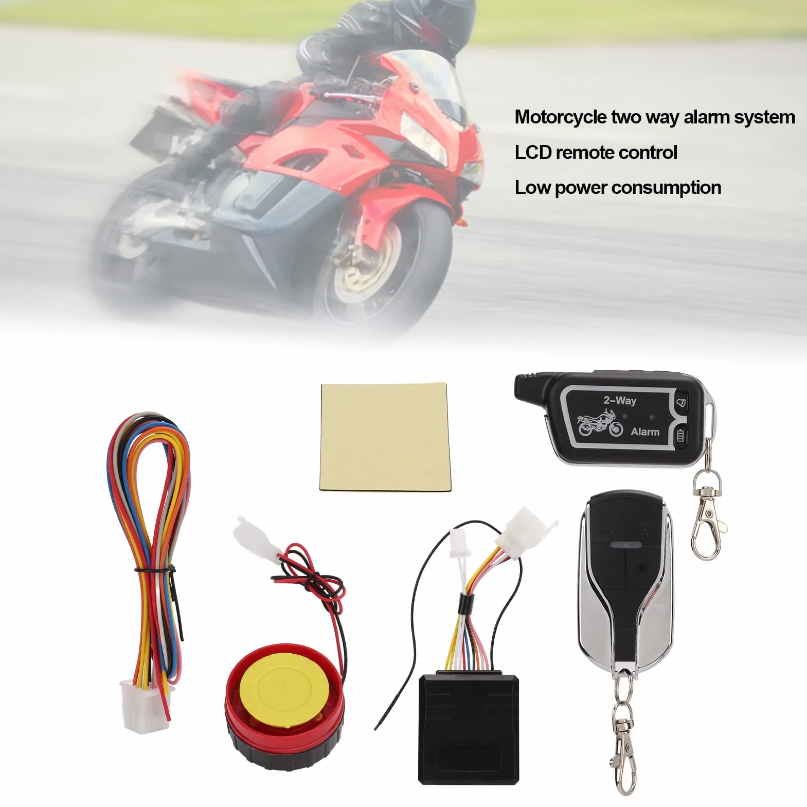 KIMISS de Alarma para Motocicleta, de Alarma Bidireccional Alerta de Sonido de Vibración Control Remoto LCD Antirrobo