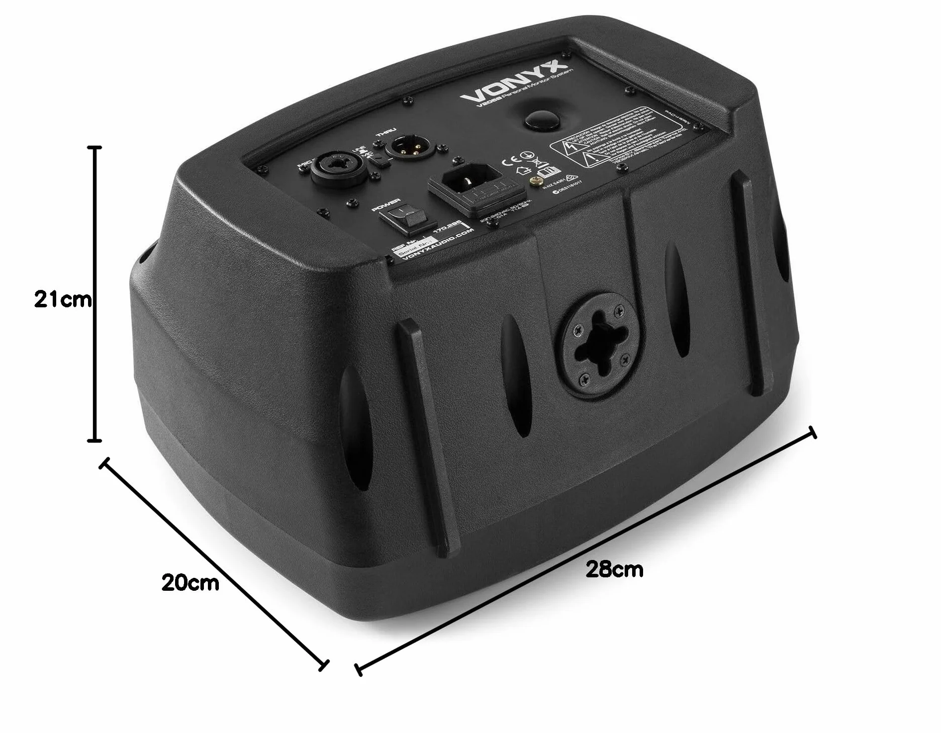 Vonyx V205B Monitor de Escenario - Altavoz Activo de 5 ", conexión inalámbrica Bluetooth, Puerto USB, Entrada de micrófono/Guitarra, Compacto y Ligero, Apto para Montaje en Soporte