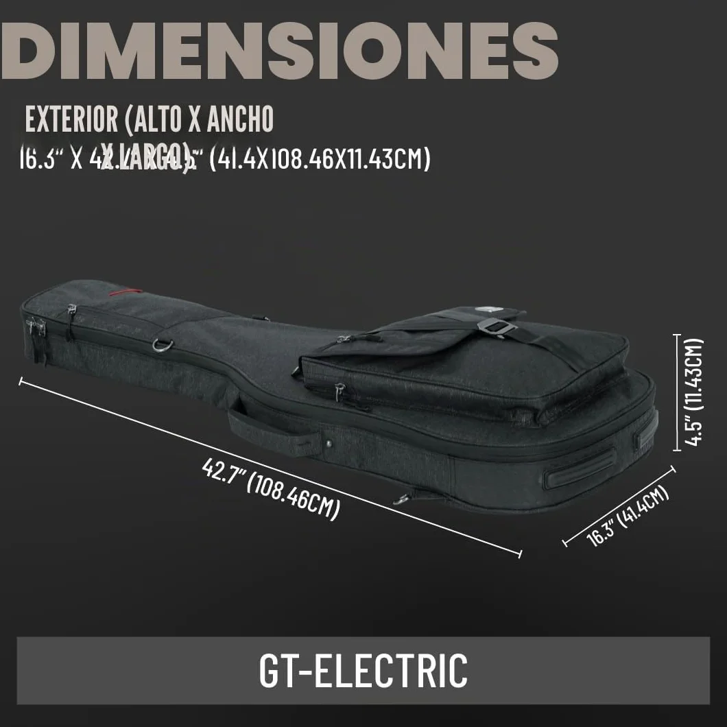 Gator Cases Transit Series Funda Gig Bag para Guitarra Eléctrica; Exterior Negro Carbón (GT-Electric-BLK)