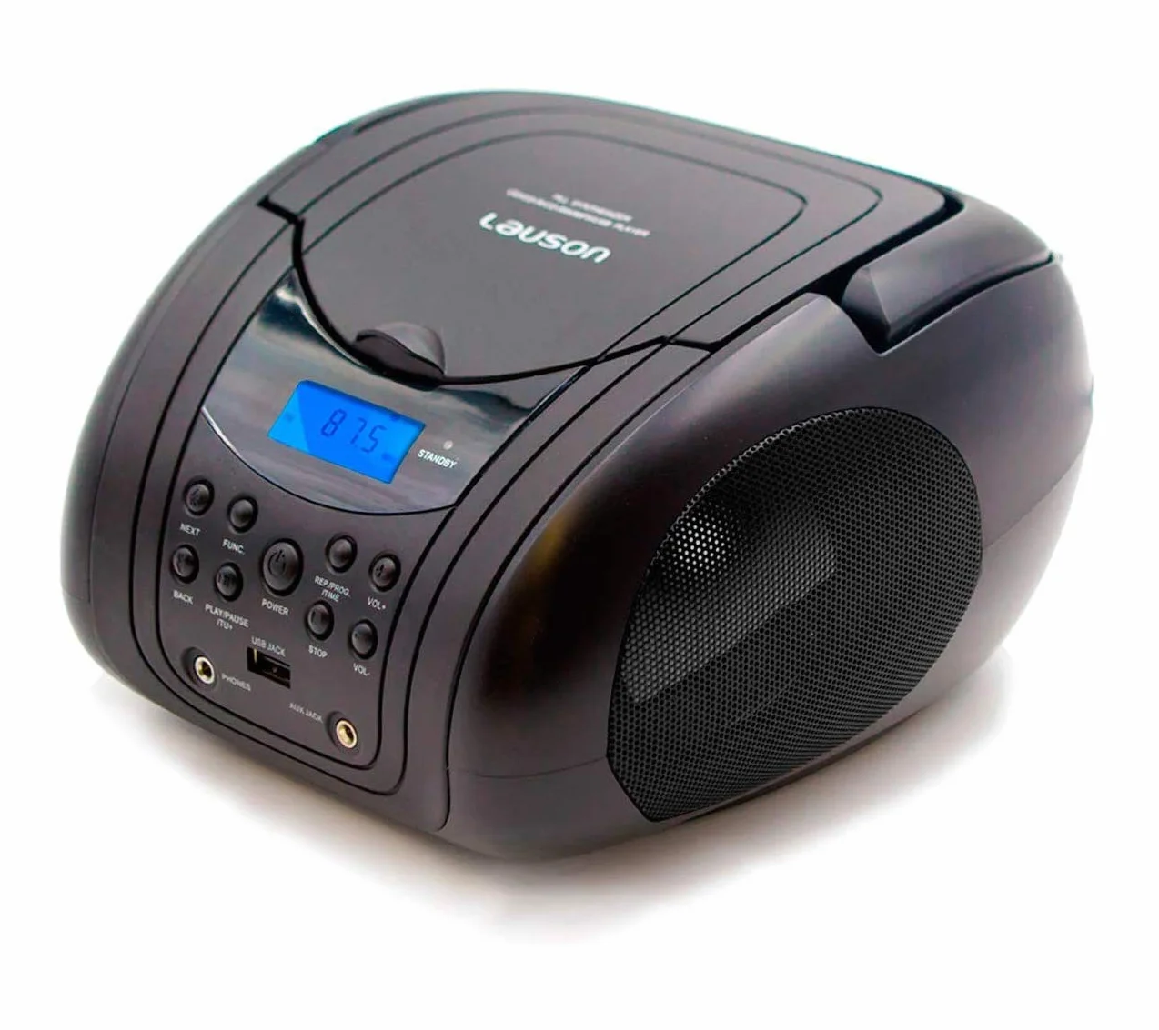 Lauson CP441 Radio Reproductor CD MP3 Boombox FM Estéreo Portátil USB Pantalla LCD Sintonizador Digital Negro