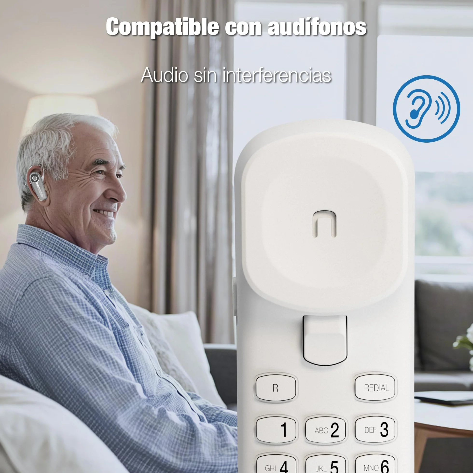 VTech CD1100 Teléfono Fijo con Cable, Control Volumen Timbre y Auricular, Rellamada, Compatible Audífonos, Apto Sobremesa Pared