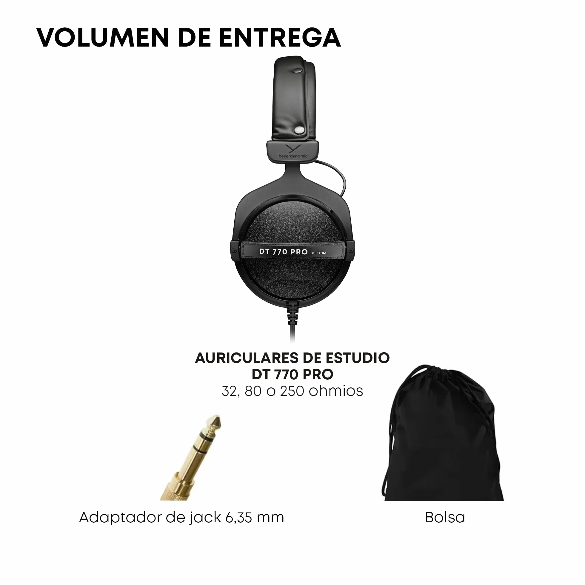 beyerdynamic DT 770 Pro 80 Ohm Auriculares de Estudio circumaurales. Diseño Cerrado, con Cable para grabación y monitorización Profesional. Hecho a Mano en Alemania