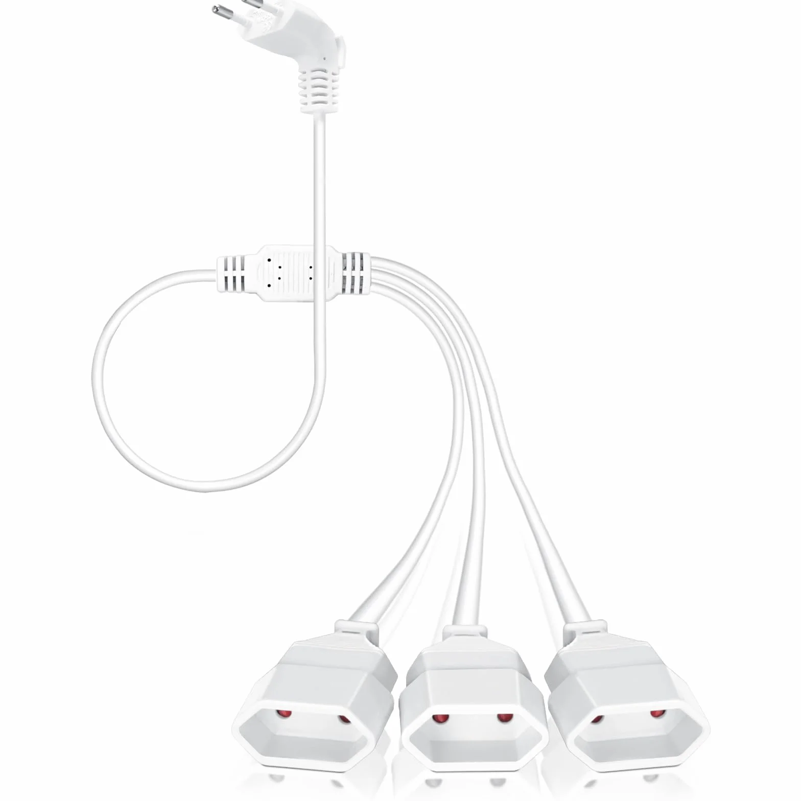 VINATO Alargador Enchufe 3 en 1 0.5 Metros Extensión Eléctrica 3 Tomas Europeas 250V 2.5A Cable Plano