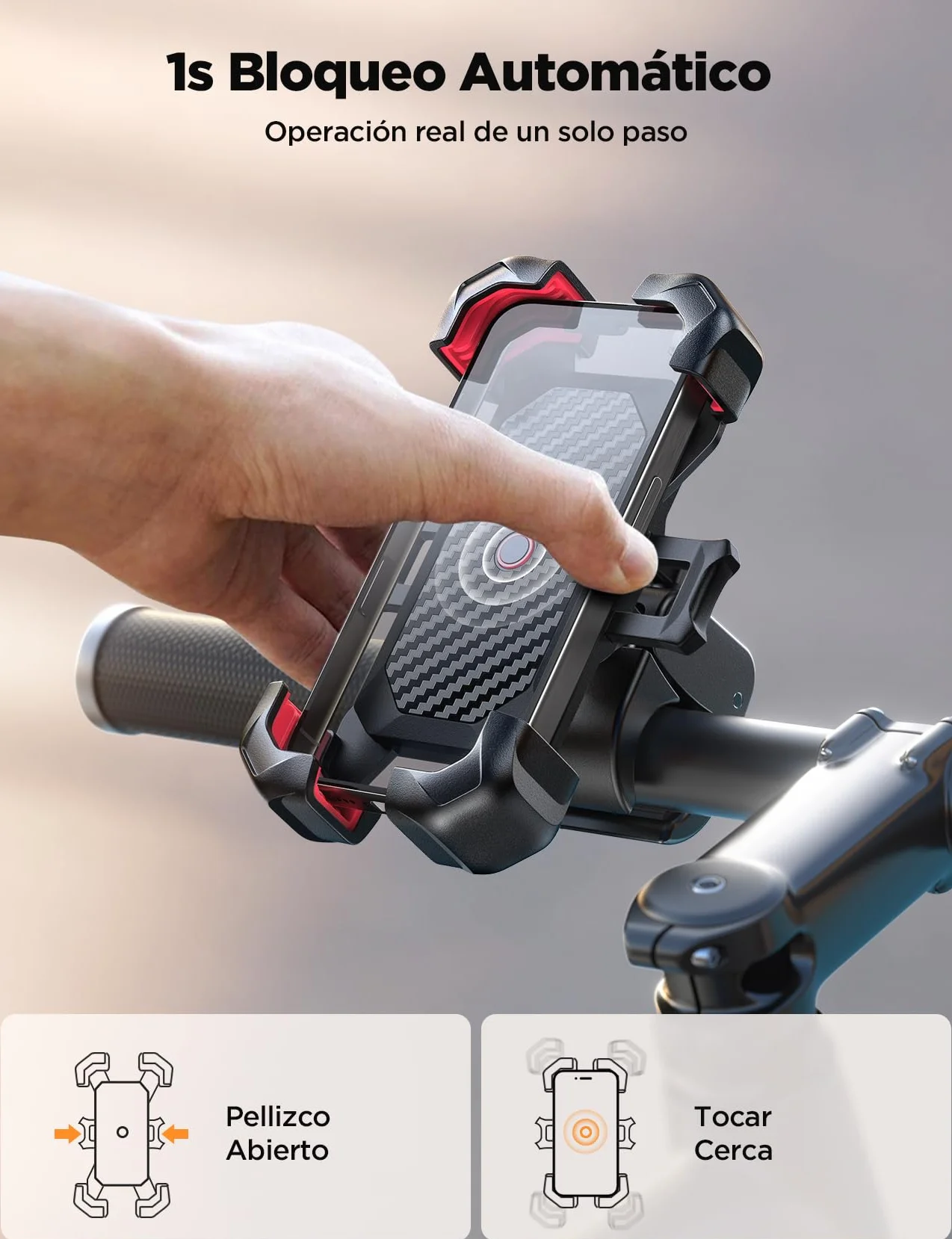 JOYROOM Soporte Movil Bicicleta Antivibracion Universal Porta Manillar para iPhone 17 Samsung S25 4.7"-7" Smartphone