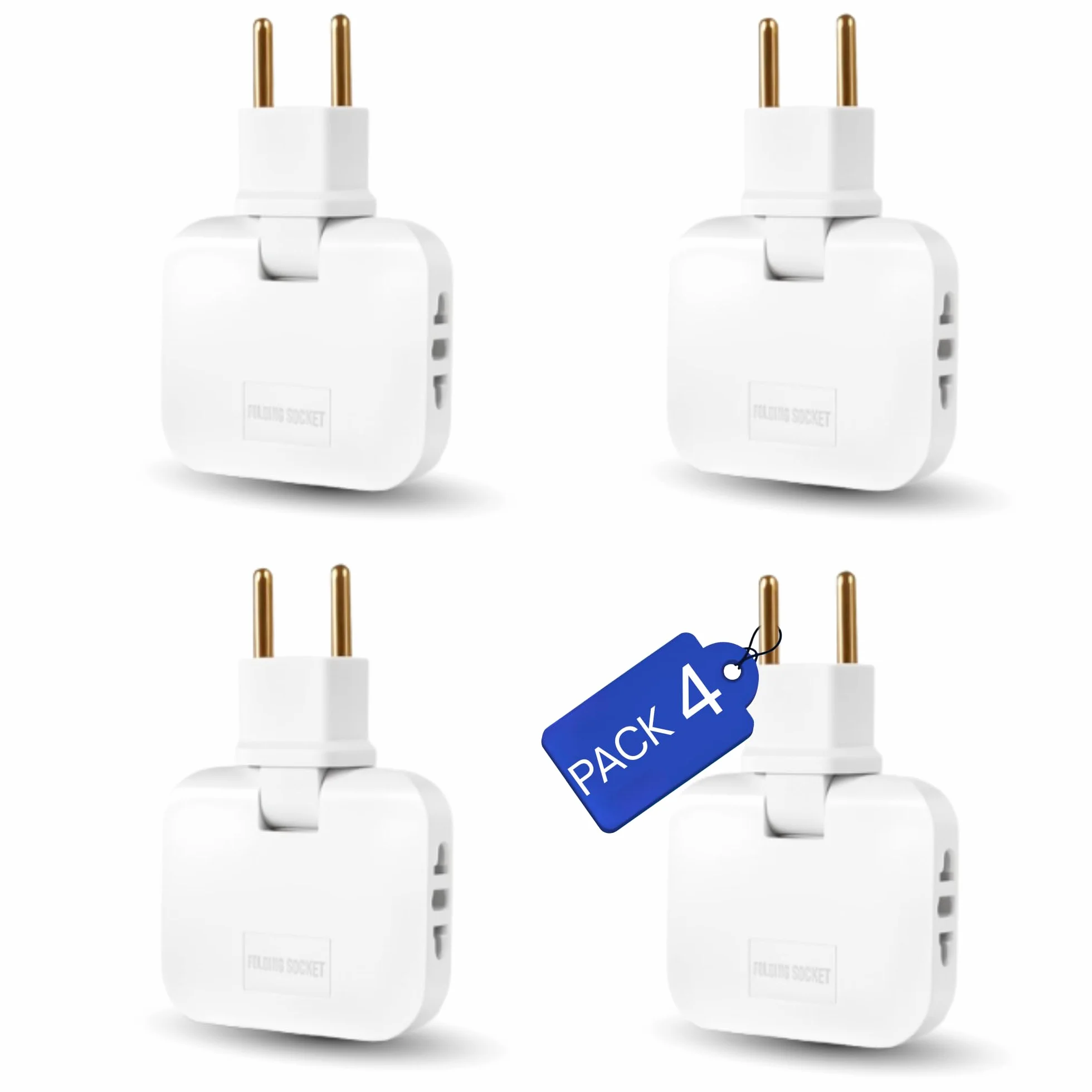 【Pack DE 4 】 Ladron enchufes Plano | Enchufe Plano Pared extraplano de 3 Tomas Giratorio 180º | ladrón Enchufe | enchufes Planos detras Muebles | ladron Enchufe | Ladrones para enchufes