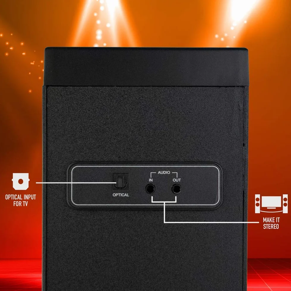 NGS Sky Charm Torre de Sonido Bluetooth 50 W con Mando a Distancia, Entrada Óptica para TV, USB, Radio FM, AUX, Negro
