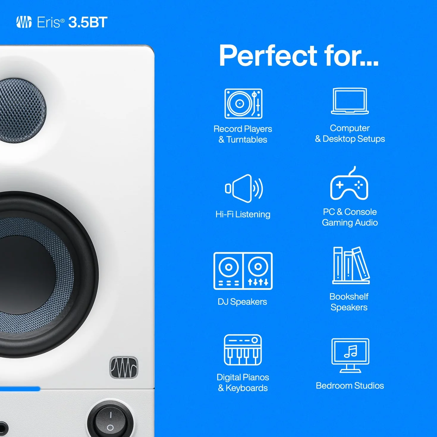 PreSonus Eris 3.5BT Gen 5.1 cm - Altavoces para Monitor de Estudio con Bluetooth, par, 3.5 Pulgadas, 2 vías, Altavoces de Escritorio alimentados para Multimedia, Juegos, producción de música con