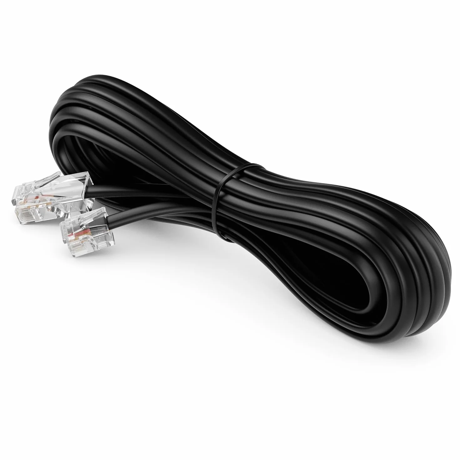 deleyCON 0,5m Cable Teléfono RJ11 a RJ45 Modular Plano Negro