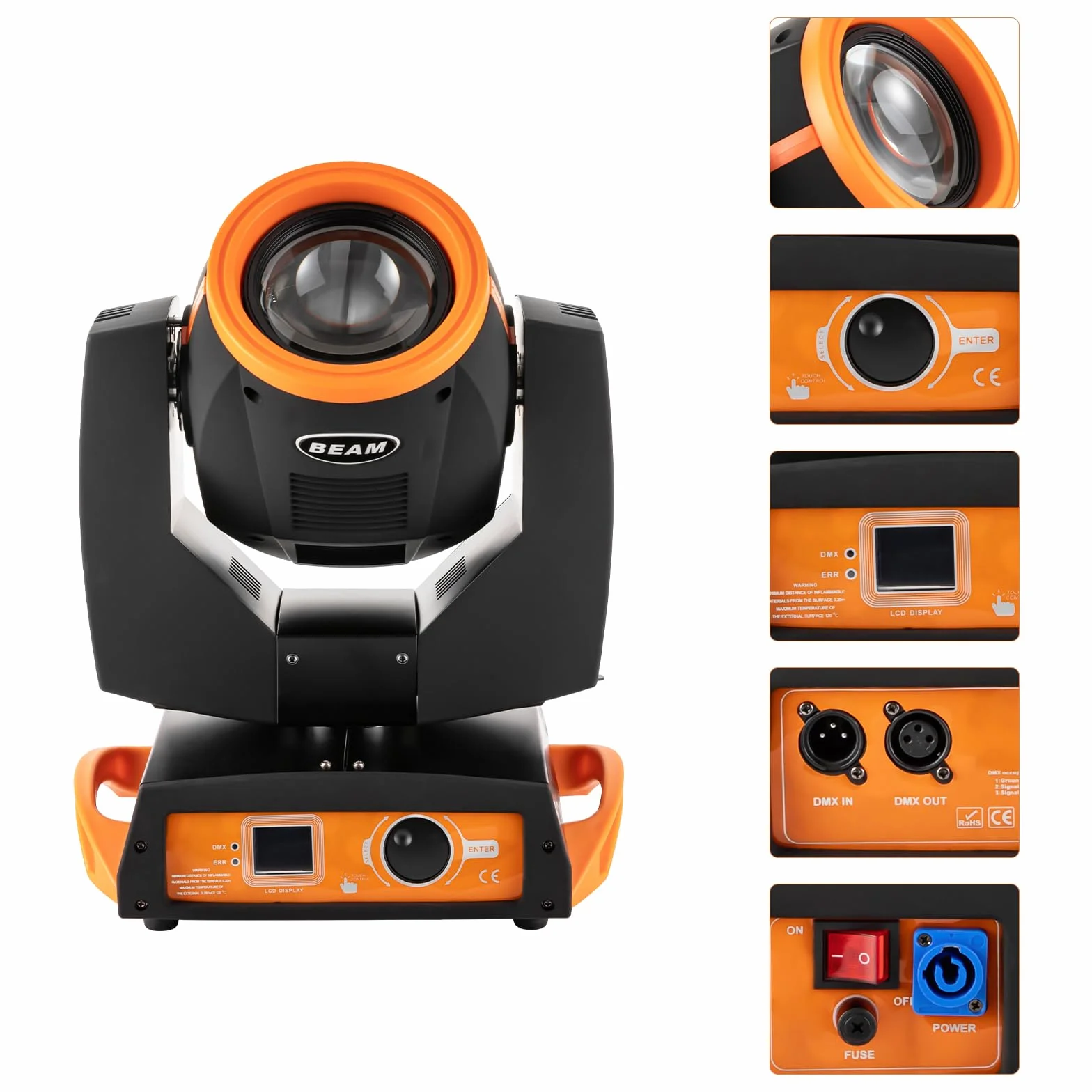 Luz de fiesta, 230 W, 7R, Sharpy Beam Led 17 Gobo 24 Prisma Beam Moving Head Dmx Halloween Spot Iluminación de escenario 14 colores Dj Lights 16ch 8 prismas Faro Dmx512 Control