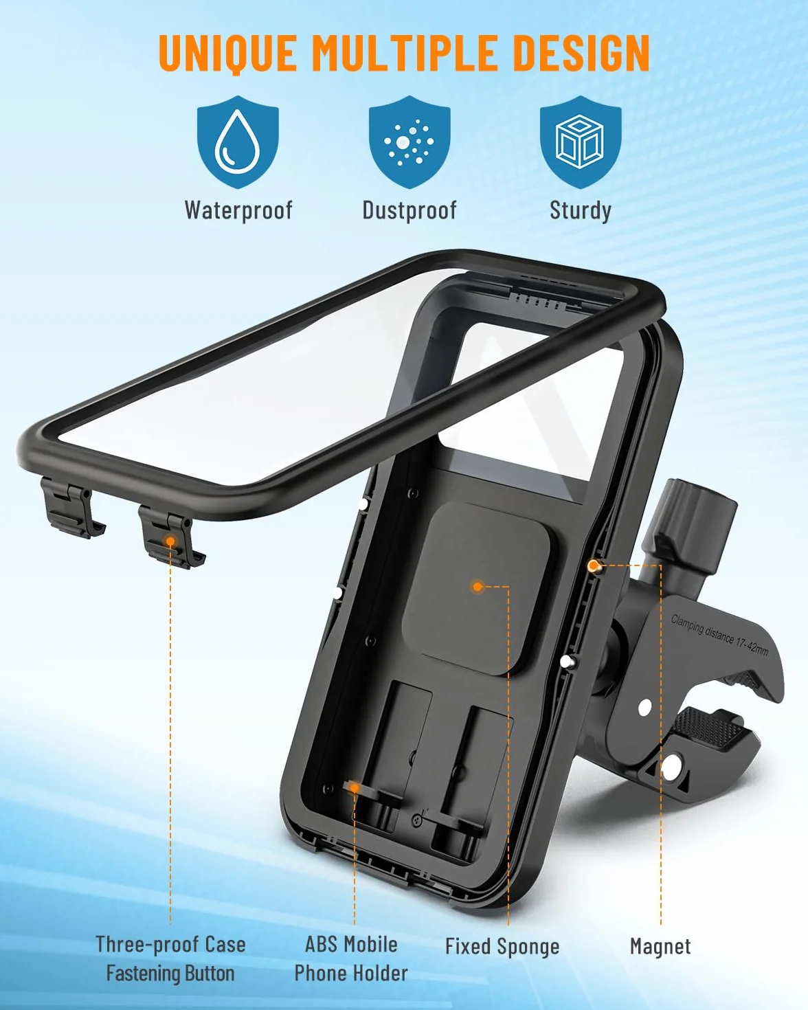 Soporte Móvil Moto Impermeable 360° Rotación para Teléfono 4,7-6,9" Bicicleta Scooter