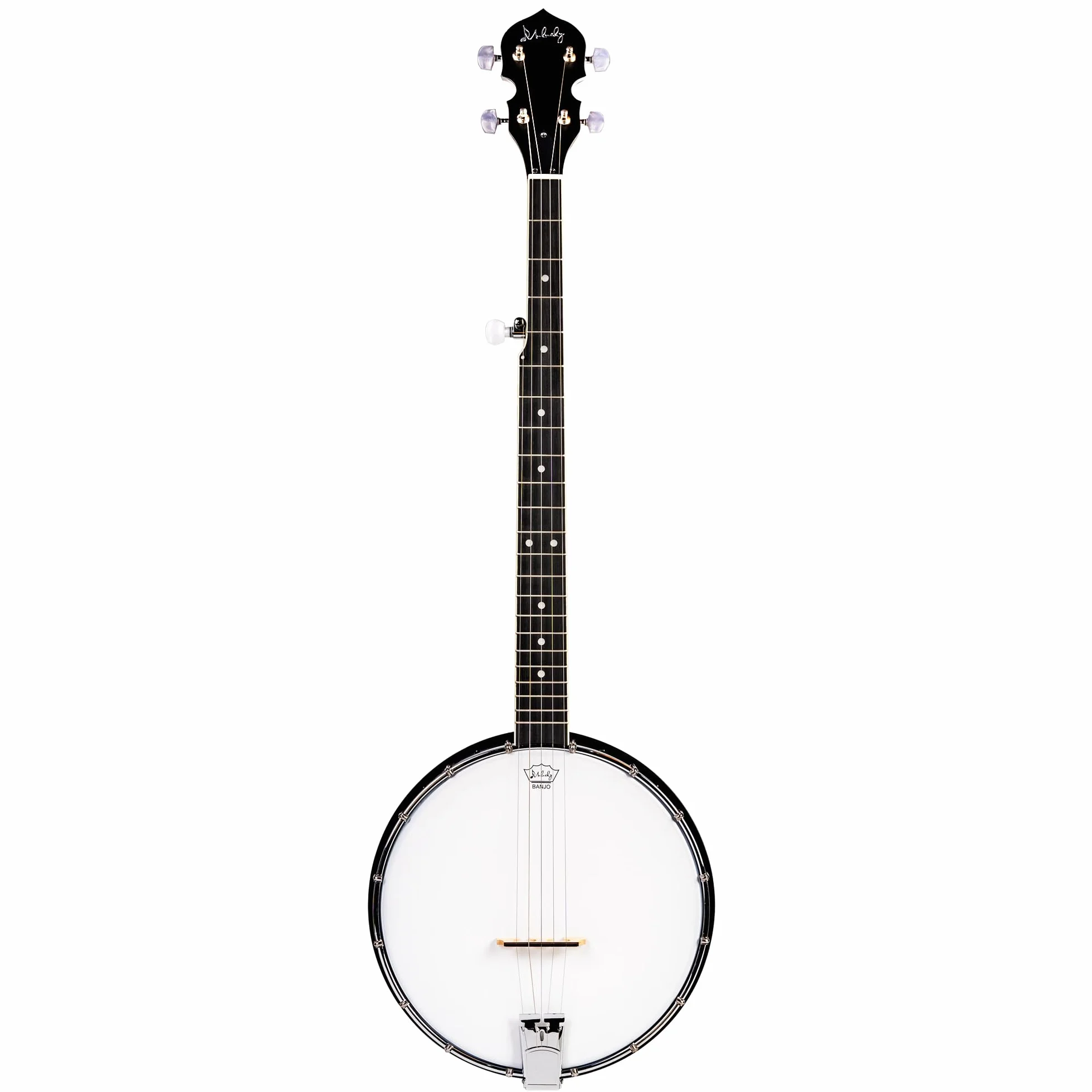 Mulucky Banjo de 5 cuerdas, parte trasera abierta, afinador 5º engranado, paquete de regalo con kit para principiantes - MB1102
