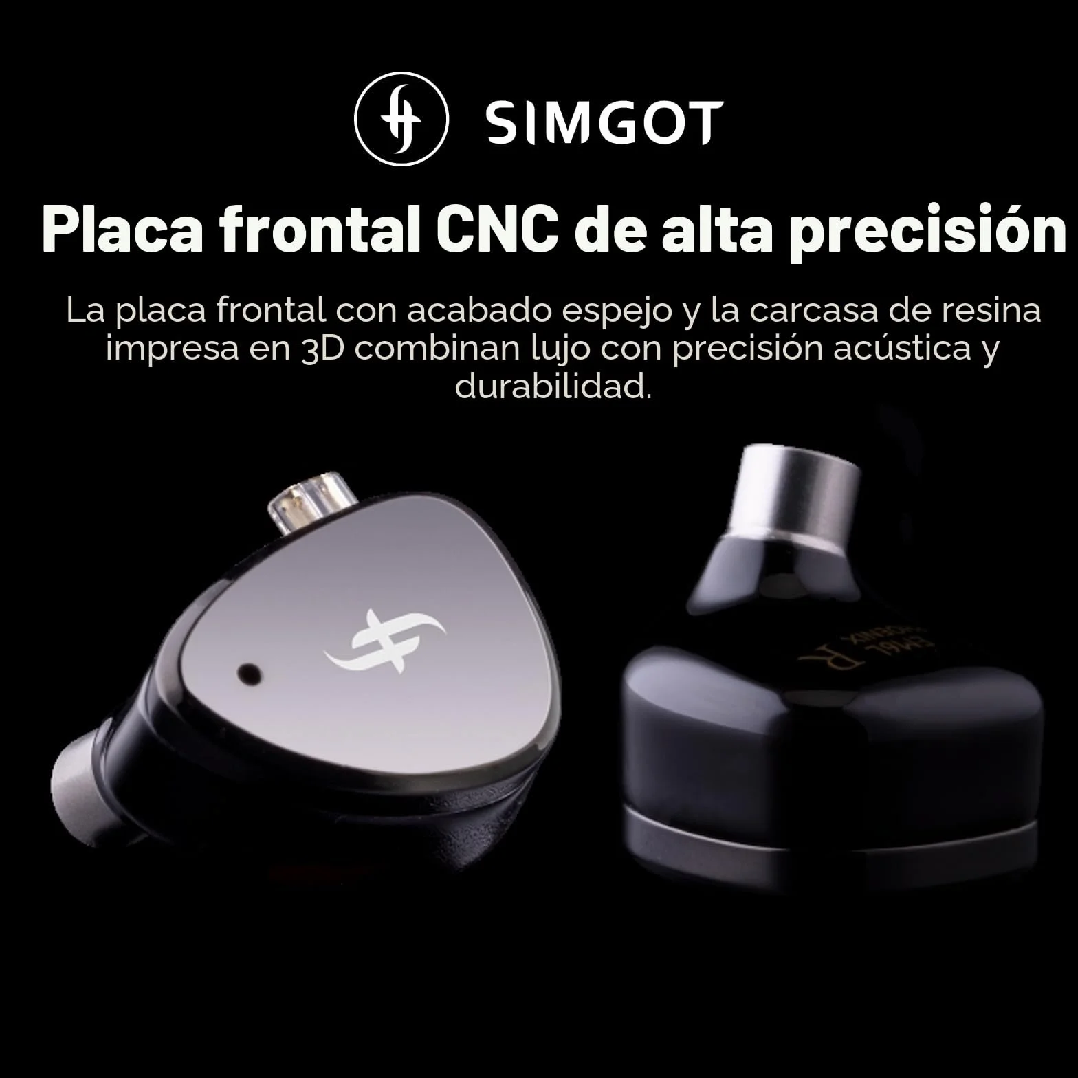 LINSOUL SIMGOT EM6L Monitor de Altavoces Híbrido con Carcasa 3D, Auriculares HiFi In-Ear, Cable OFC Plateado Extraíble (Negro, EM6L)