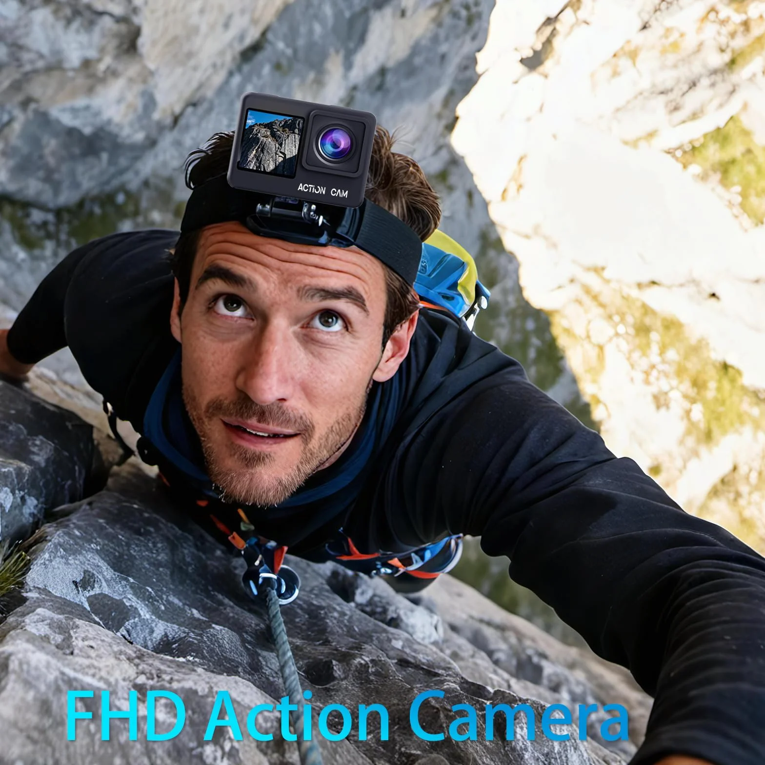 Camara Acuatica FHD 1080P, Cámara Subacuática Resistente al Agua hasta 40 m, Cámara Deportiva de Doble Pantalla con 2 baterías Recargables de 1050 mAh y Juego de Accesorios