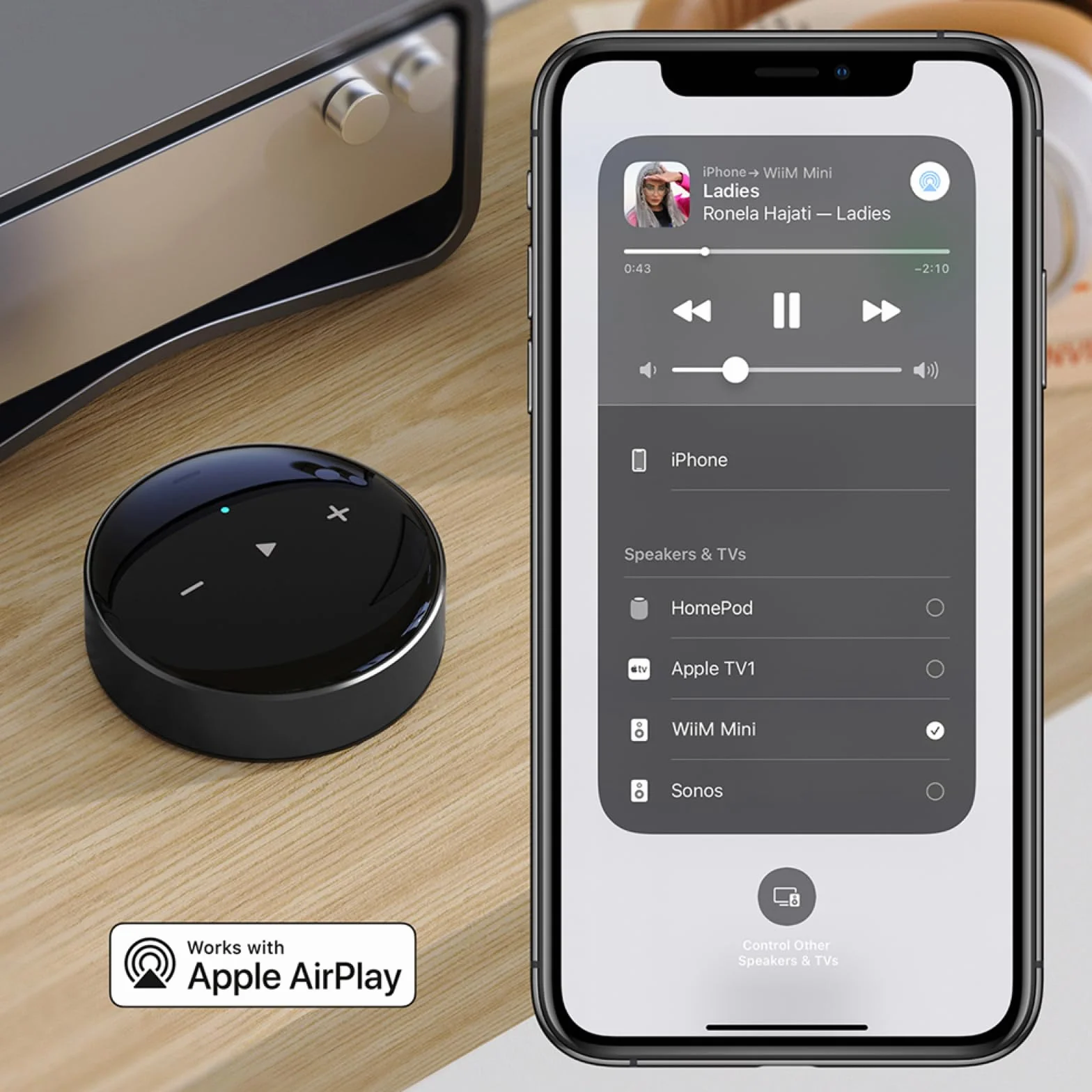 WiiM Mini – Reproductor de Audio AirPlay 2 inalámbrico, estéreo multiroom, preamplificador, Compatible con Alexa y Siri, transmite hi-Res Desde Amazon Music, Tidal y más