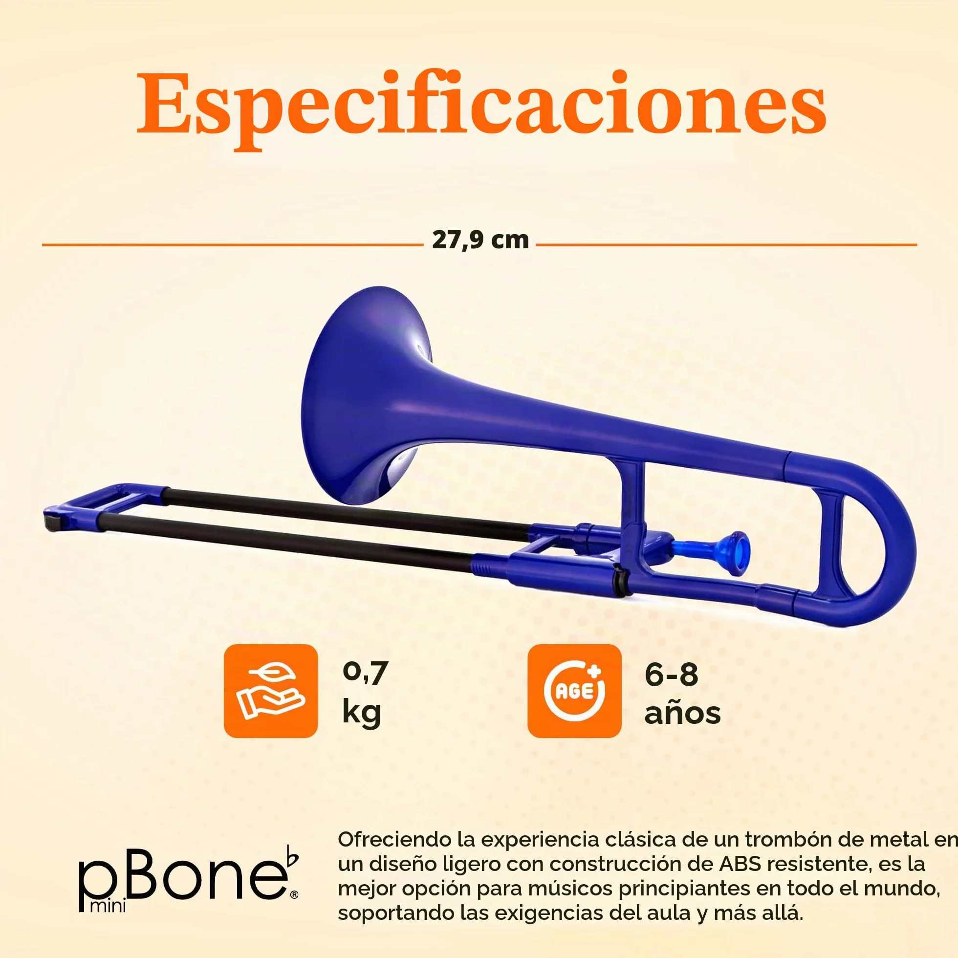 PBone 700639 - Trombón con boquilla y funda, color Azul