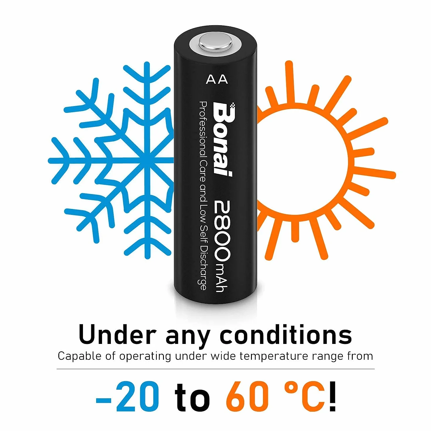 BONAI Pilas Recargables AA 2800mAh 1.2V NI-MH 8 Piezas